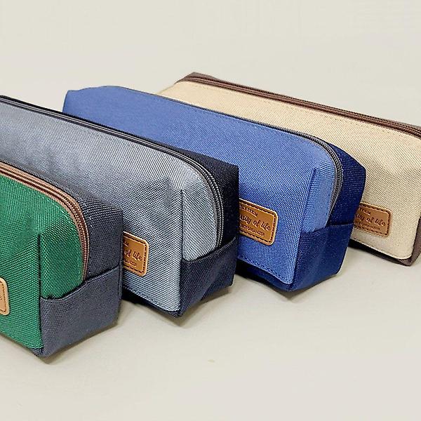  유니버시티 투톤 컬러 사각 펜슬 케이스 필통 (랜덤)