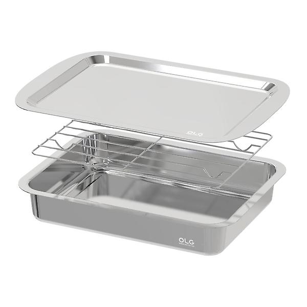  올지 셀렉트 스텐 밧드 트레이 3종세트 바트 SUS 304 사각 레스팅 스테인레스 용기 반찬 통 무연마제 스탠