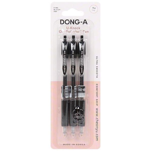  유노크 볼펜 0.5mm 블랙 3개입 세트 6P 학교 사무실