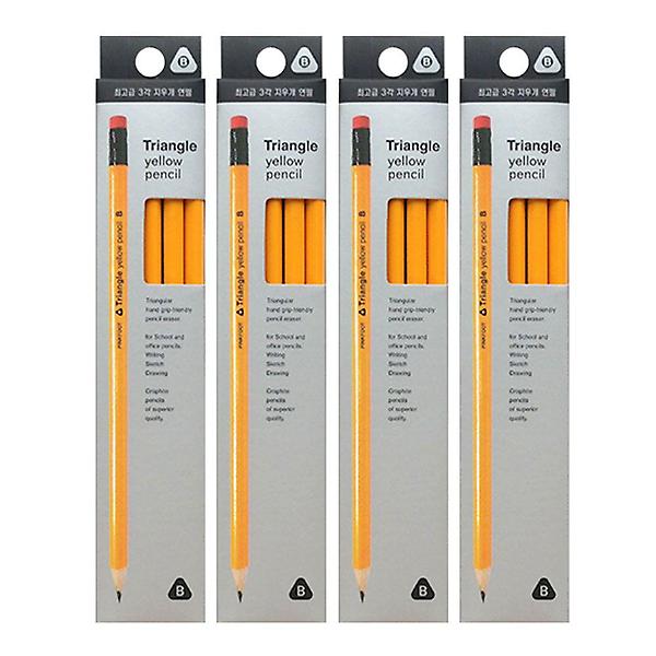  노랑 삼각연필세트 10본 4개 필기도구 지우개연필 B심