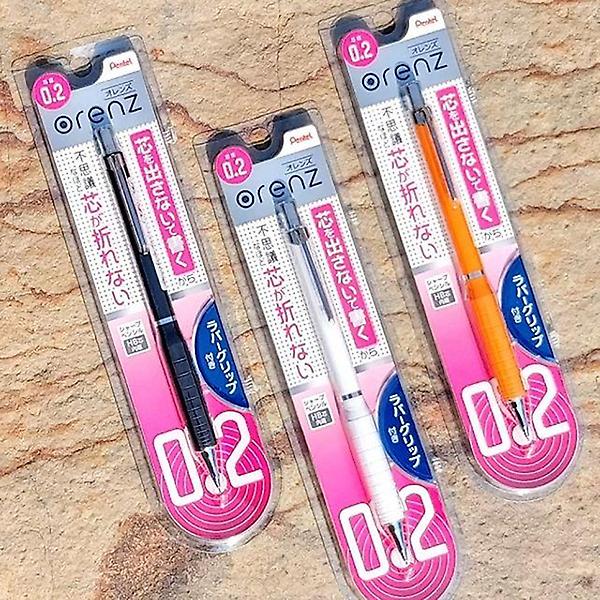  펜텔 부러짐없는 0.2mm 초극세 샤프펜슬-오렌즈 러버