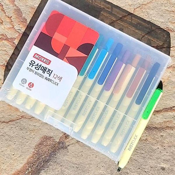  모리스 JUSTCLICK 1mm 노크식 Slim 유성매직 12색세트