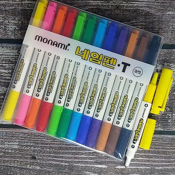  모나미 0.4/1mm 양면닙 유성마카-트윈 네임펜 T 12색
