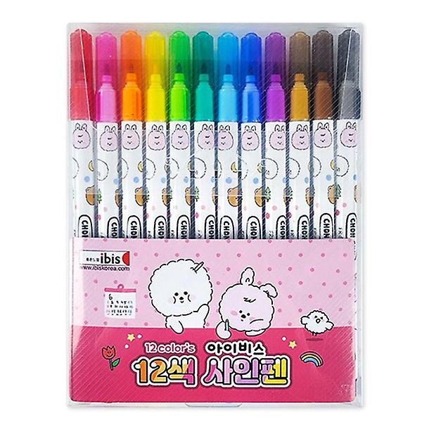  수성 사인펜 핑크 12색 3P 키즈 그림 색필 색깔펜