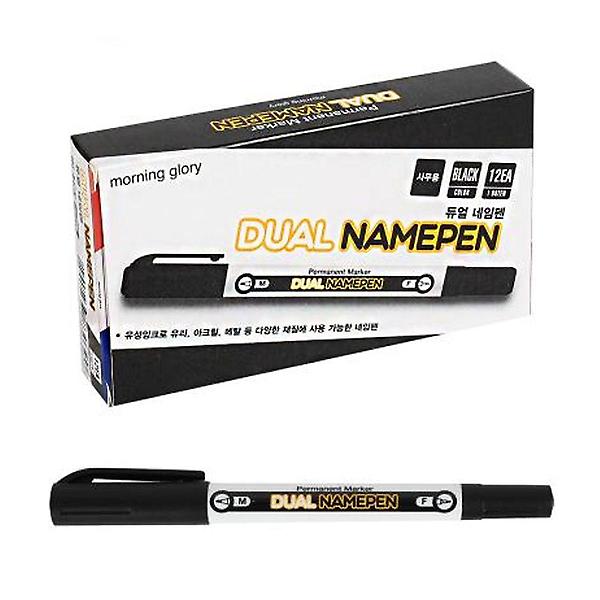  모닝글로리 듀얼 네임펜 1타 12개입 블랙