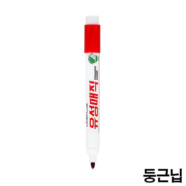  라인플러스 페놀 유성매직 둥근닙 12개입1다스 빨강색