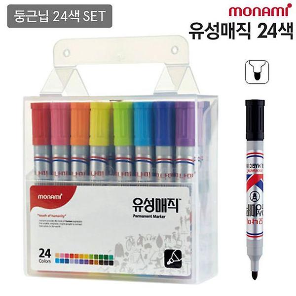  모나미 칼라 유성매직 24색 둥근닙 41101