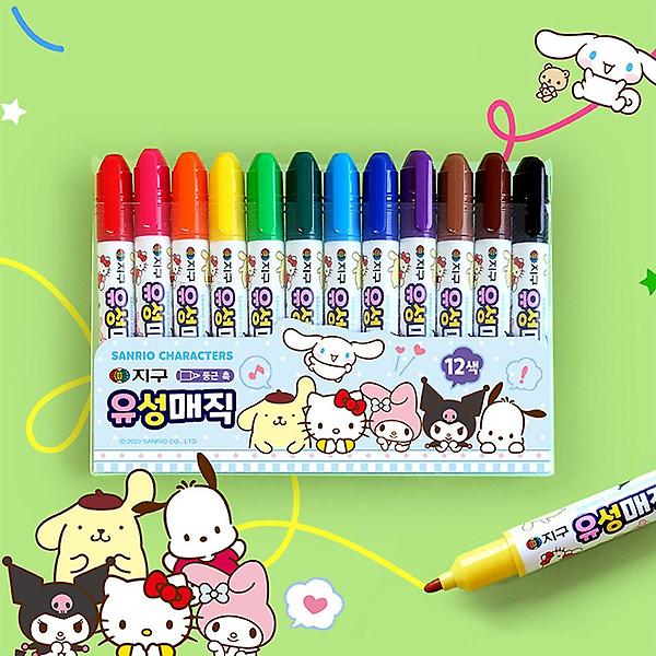  지구화학 산리오캐릭터즈 유성매직 12색
