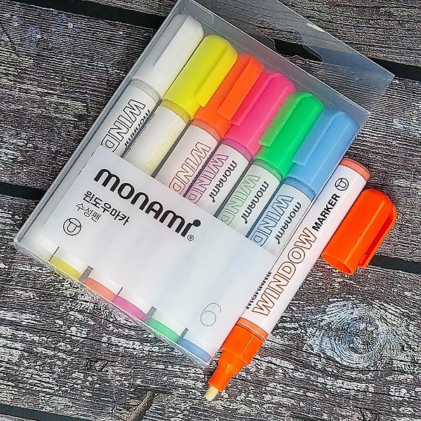  모나미 블랙/화이트보드/유리/아크릴 윈도우마카 6색