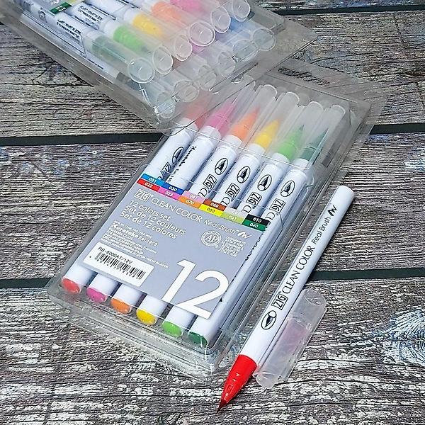  쿠레타케 지그 수채화/캘리그라피붓 리얼브러쉬 12색