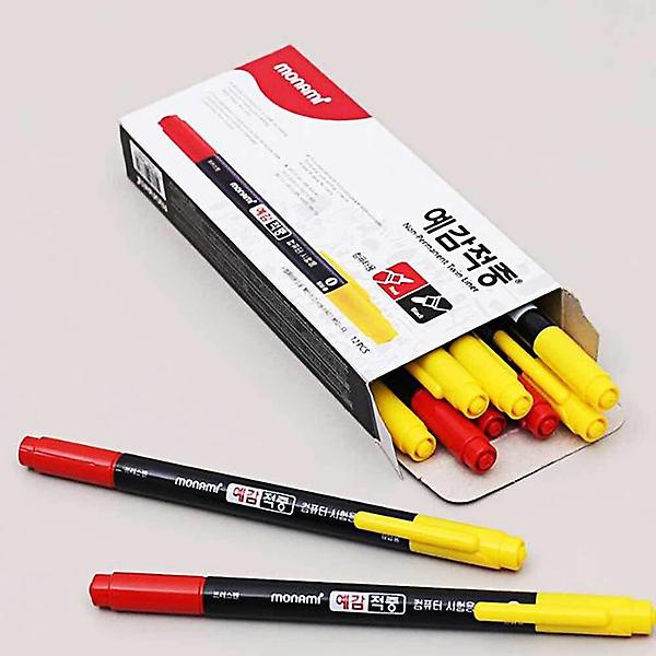  모나미 트윈 컴퓨터용펜 검정 빨강 12개입
