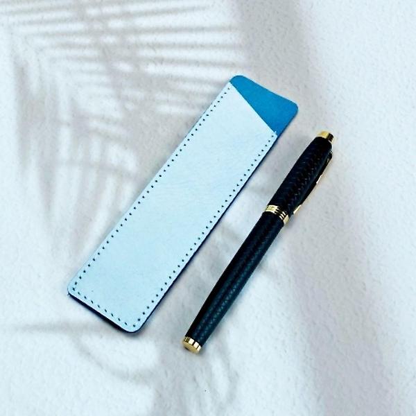  대학생 가죽 펜 파우치 홀더 블루