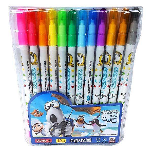  동아 싸인펜 12색 (연질케이스)(빼꼼) 12개입