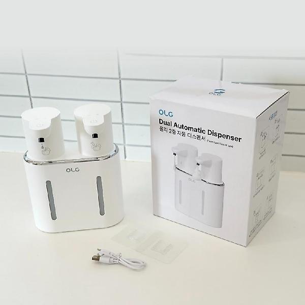  올지 2중 자동 디스펜서 주방세제 핸드워시 손세정기 젤 폼 샴푸 싱크대 욕실 거품 전동