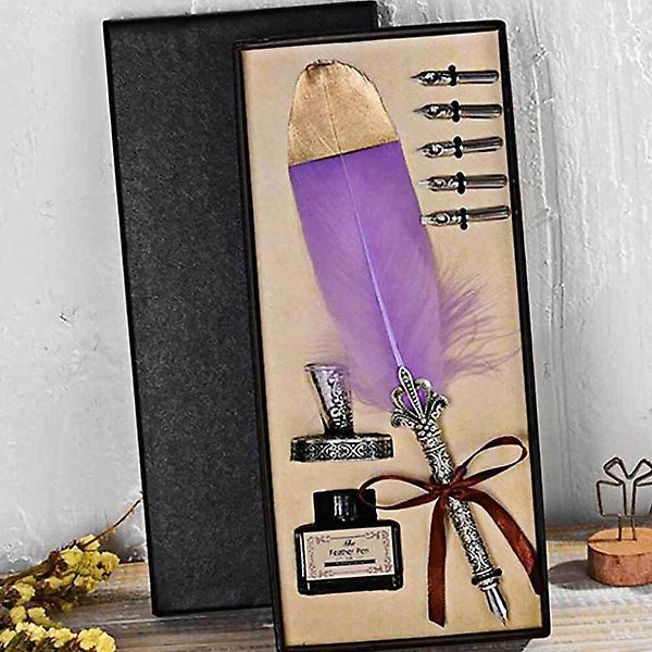  퍼플 깃털 펜 옛날만년필 고급만년필 만년필펜