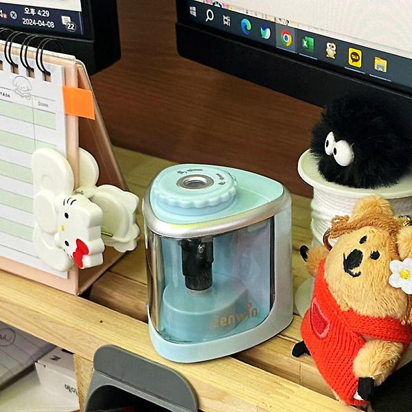  자동 자동연필깎이 겸용 블루 연필깎이 수동