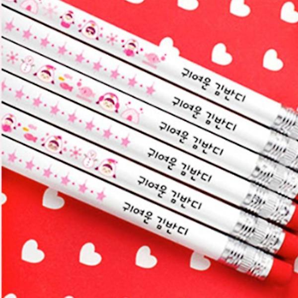  몽땅 펜슬 각인 6자루 화이트원형 동물친구들