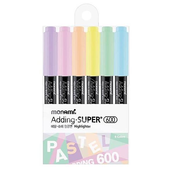  잉크 맺힘 없는 모나미 에딩 파스텔 형광펜 6색 세트