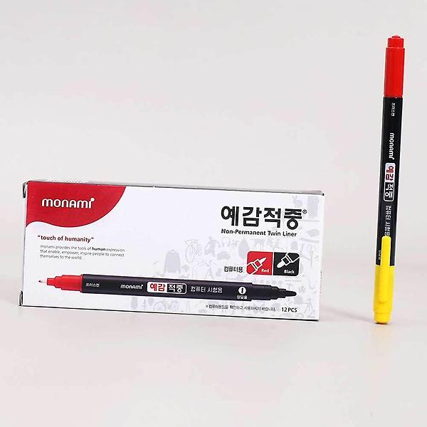  모나미 트윈 컴퓨터용펜 검정 빨강 12개입