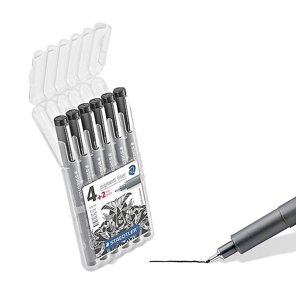  STAEDTLER 피그먼트 라이너 흑색 6본 세트