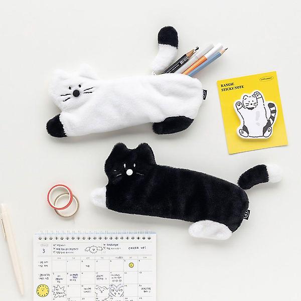  보들보들 키티 퍼 슬림 필통 고양이 연필 펜 케이스