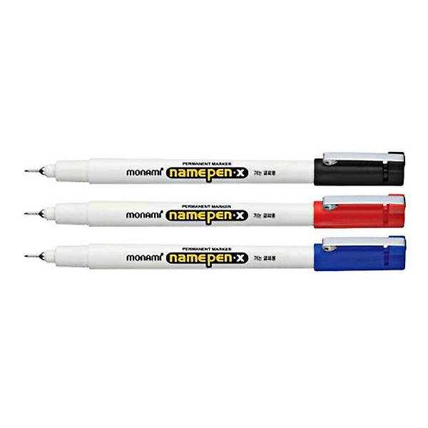  흑색 12EA 모나미 가는글씨 네임펜 X 0.4mm