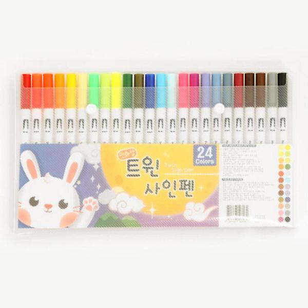  민화샵 수성 트윈 사인펜 24색 세트 양쪽사인펜