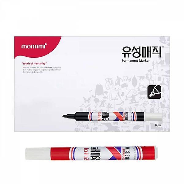  유성매직 2.0mm 적색 모나미 12자루 이름 오피스 메