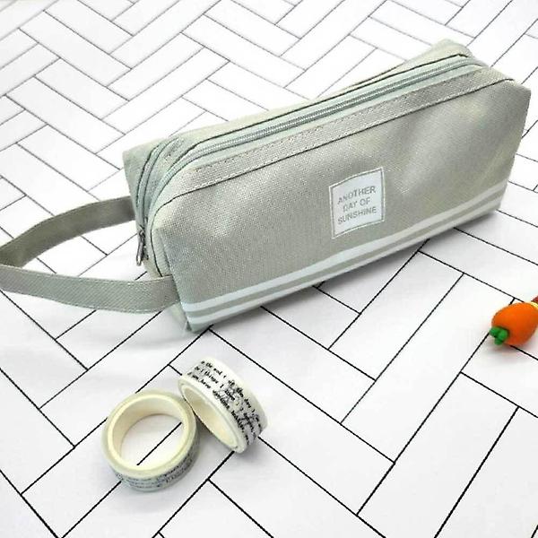  필통 대학생 대용량 고등학생 연회색 더블 지퍼