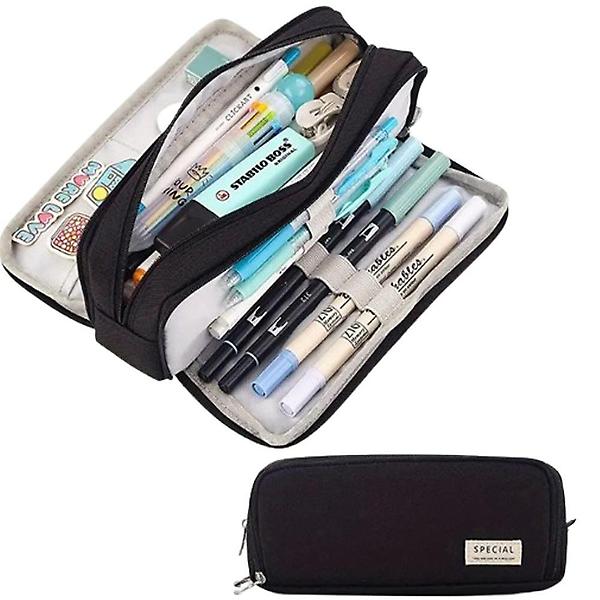  필통 마카롱 블랙 대용량 학생 패브릭 펼쳐지는 직장