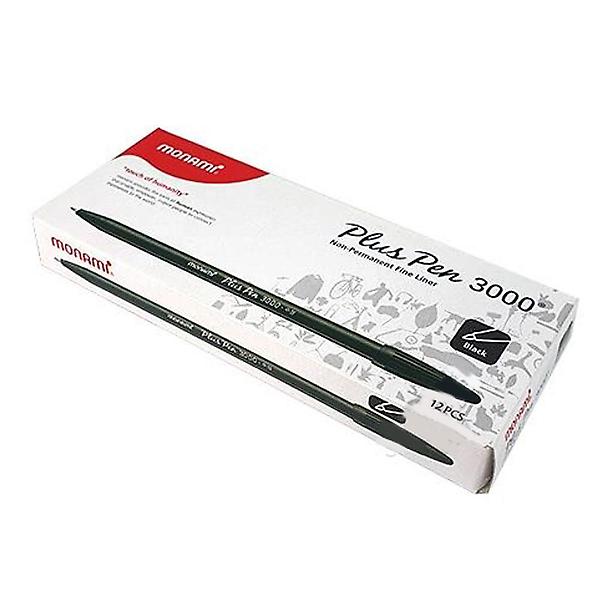  수성 모나미 플러스펜 검정 12개입 일러스트 고급펜