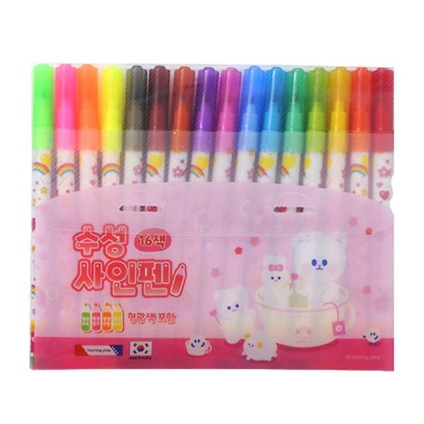  모닝글로리 16색 수성사인펜 핑크 32570-74944