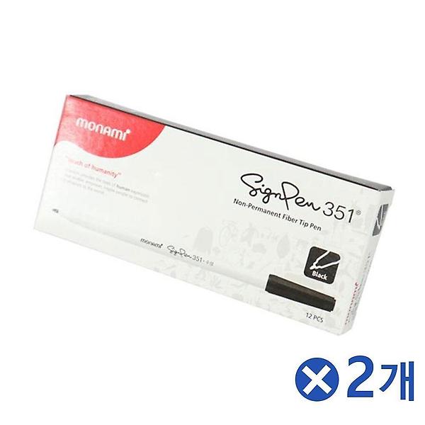  모나미 수성싸인펜 검정색 12Px2개 드로잉펜