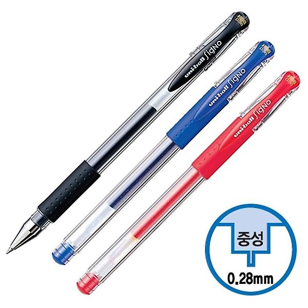  겔펜 0.28mm 적 10개 볼펜 잉크 안번지는 점도