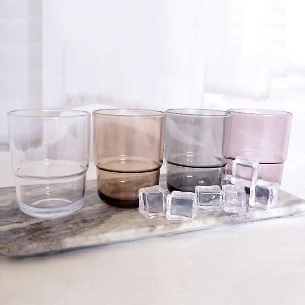  PC 스택 플라스틱 물컵 240ml 브라운 업소용 식당 카페컵