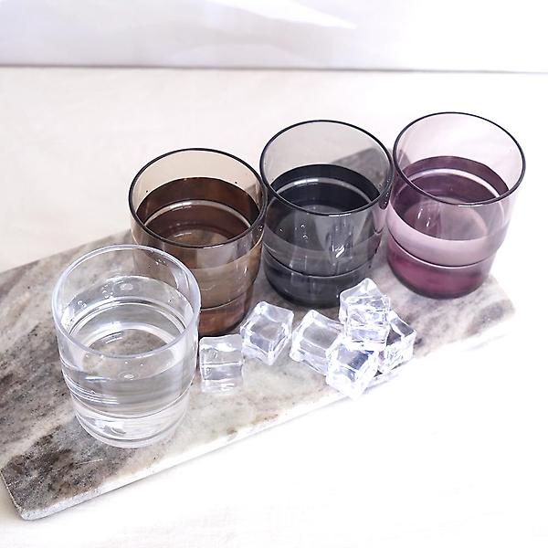  PC 스택 플라스틱 물컵 240ml 브라운 업소용 식당 카페컵