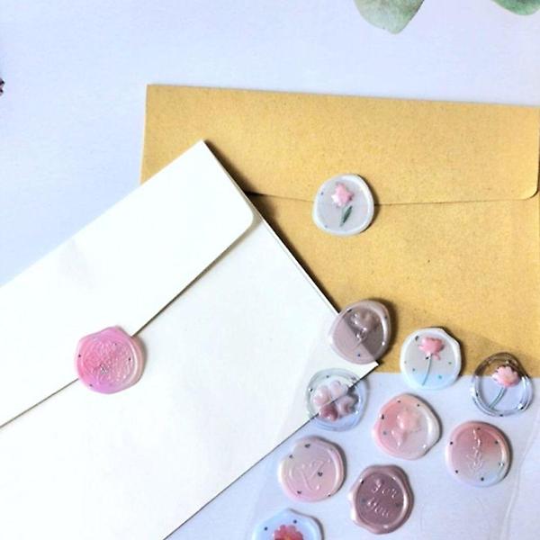  편지봉투스티커 실링 왁스모양 클래식 스티커 꽃