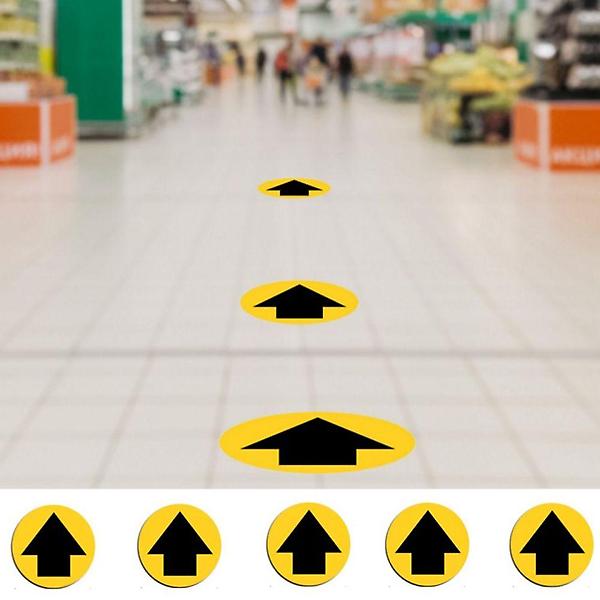  대형 이정표 화살표 PVC 원형 방수스티커 5pcs 1세트