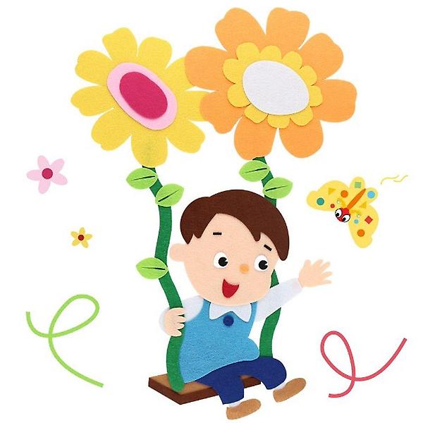  남아 유치원환경판 탄 펠트 아이 꽃그네