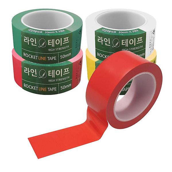  로켓180 질긴 PVC 라인테이프 4종 폭50mm 30M