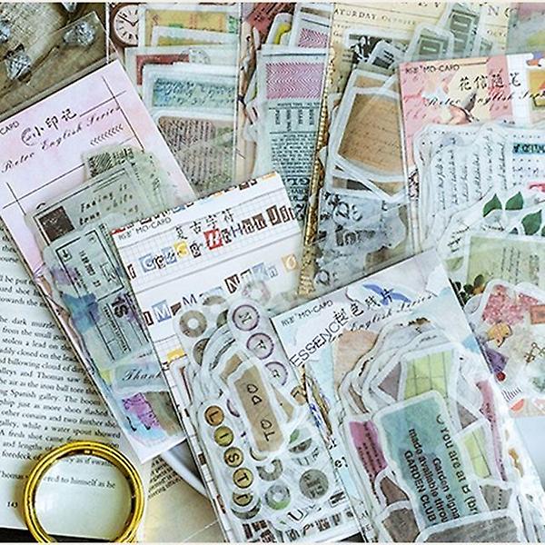  빈티지 다꾸 스티커 북 팩 세트/8종 영문 레트로 미니