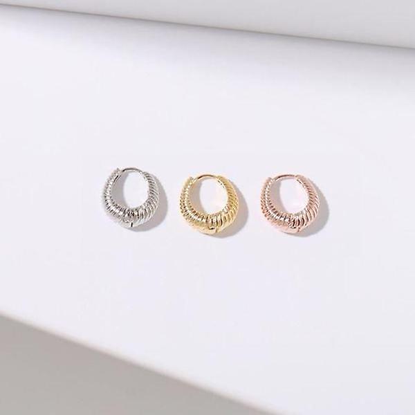  EC445E 라인 로프 세련 링귀걸이 시후주얼리 로즈골드