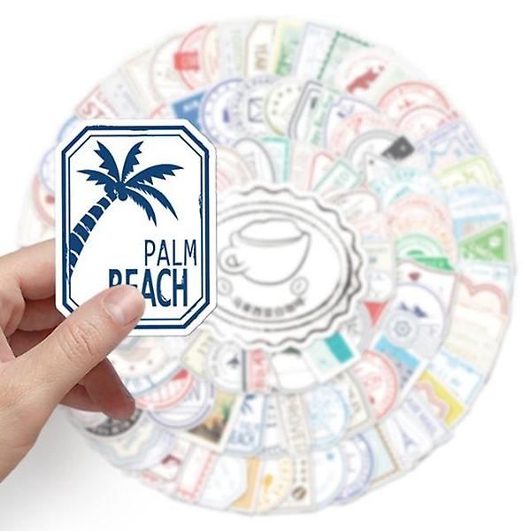  캐리어 노트북 리무버블 레트로 스템프 116세트스티커