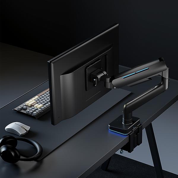  엔산 NH-15L(RGB) 고중량 가스스프링 라이팅 싱글모니터암 블랙