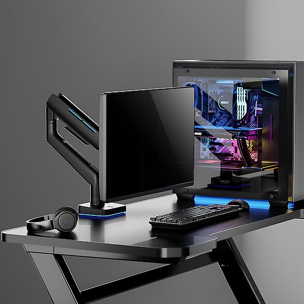  엔산 NH-15L(RGB) 고중량 가스스프링 라이팅 싱글모니터암 블랙