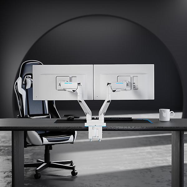  엔산 NH-25L(RGB) 고중량 가스스프링 라이팅 듀얼모니터암 화이트