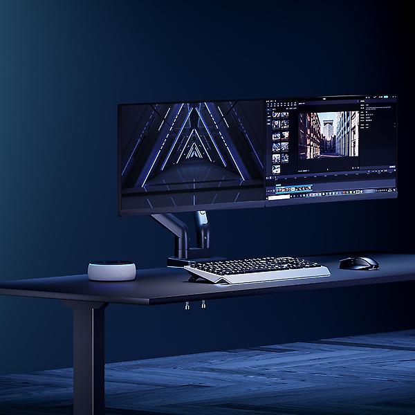  엔산 NH-25L(RGB) 고중량 가스스프링 라이팅 듀얼모니터암 블랙