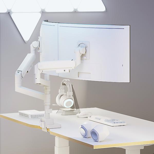  엔산 UHML-25P 폴타입 초고중량  가스스프링 듀얼모니터암 화이트