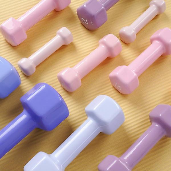 아이워너 PVC 뷰티 육각 덤벨 1.5kg 파스텔핑크 예쁜 여자 아령 헬스 홈트