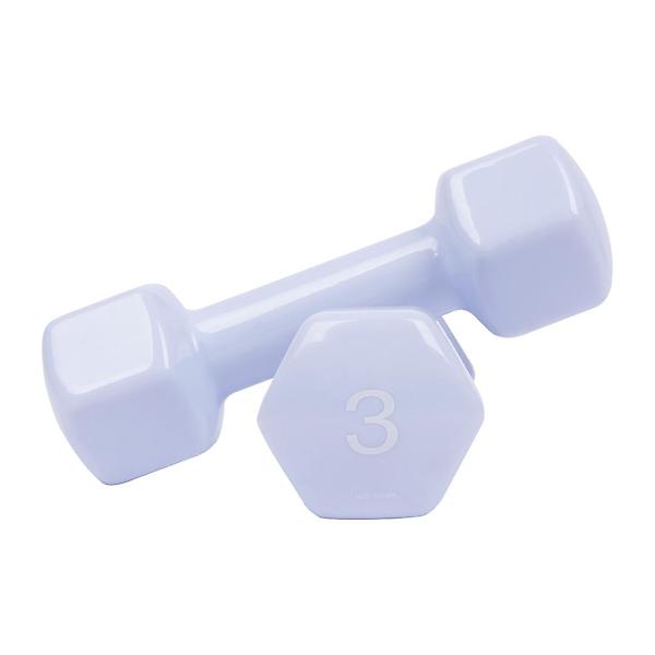  아이워너 PVC 뷰티 육각 덤벨 3kg 스카이블루 예쁜 여자 아령 헬스 홈트